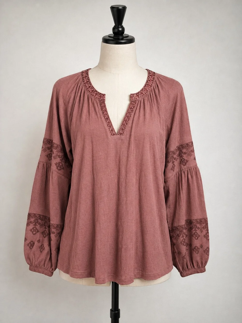 Maurices Mauve-Rose Embroidered Peasant Tunic - Picture 2 of 7